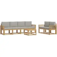 vidaXL Outdoor-Sofagarnitur 7 stk. Weiß und Hellgrau Polyester