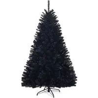 Costway 180cm Künstlicher Weihnachtsbaum schwarz, Tannenbaum mit Metallständer, Christbaum PVC Spitzen, Kunstbaum Weihnachten Klappsystem ideal für Zuhause, Büro, Geschäfte und Hotels