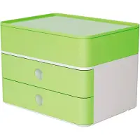 HAN Schubladenbox Allison Smart-Box Plus, 2 Schübe mit Trennwänden, Utensilienbox, stapelb., ABS-Kunststoff, grün