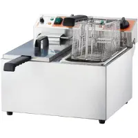 Stalgast Doppel-Fritteuse CATERINA mit Kaltzone, Edelstahl, Elektro, 2x 8 Liter, 2x 3 kW, 230V