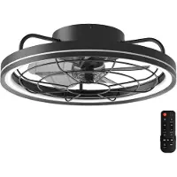 Aigostar Deckenventilator mit Licht, 19,5 Zoll, 5 Flügel, 6 Geschwindigkeiten, Schwarz
