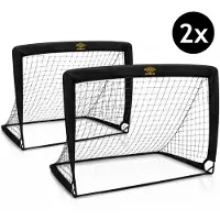 Umbro Pop-Up Fußballtor Set von 2 - Fussball Tor 120 x 90 x 90 cm - mit Tragetasche und Erdankern - für außen und innen - Fußball Trainingsmaterial - Schwarz