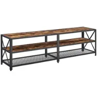 Helloshop26 - TV-Ständer für Fernseher bis zu 75 Zoll Wohnzimmertisch mit Ablagefächern Stahlgestell für Wohn-/Schlafzimmer 178 cm 12_0002898