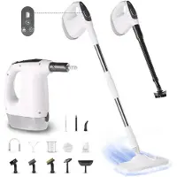 Traumheim 1200W Dampfreiniger, 3-Gang, 15s Aufheizzeit, 120℃ Dampfmopp mit abnehmbarem Handdampfreiniger, 500ml Tragbarer Dampfreiniger mit 14 Zubehörsätzen
