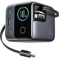 JOYROOM Ladestation GaN mit 140W, 3x USB-C PD 3.1 und 2x USB-A QC 3.0, Podix JR-TRD01, mit LCD-Display, Grau