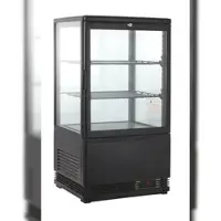 GastroHero Kühlvitrine ECO – 58 Liter, schwarz, mit LED-Beleuchtung und 2 höhenverstellbaren Rosten, energiesparend, ideal für Gastronomie & Verkauf