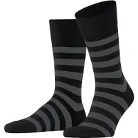 Falke Sensitive Mappd Line Herren Socken, 39-42, Schwarz, Streifen, Baumwolle