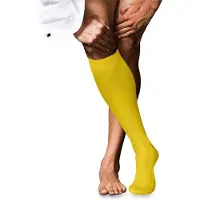 Falke No. 10 Pure Fil d´Écosse Herren Kniestrümpfe, 45-46, Gelb, Uni, Baumwolle