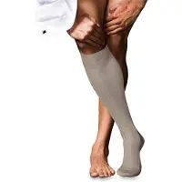 Falke No. 10 Pure Fil d´Écosse Herren Kniestrümpfe, 43-44, Beige, Uni, Baumwolle