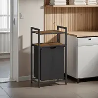 Vasagle Wäschekorb, Wäschesammler mit 2 Ablagen, Wäschesack ausziehbar und abnehmbar BLHB35212B01