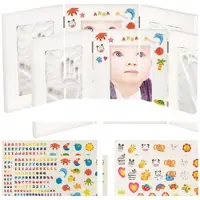 Autre 2er-Set 3-teiliger Rahmen für je Babyfoto 2 Gipsabdrücke, 48,5 x 21 cm