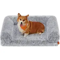 Feandrea FluffyHug Hundebett, Hundekissen Größe L, Hundematte für mittelgroße Hunde, Hundesofa Noppenschaumstoff, Bezug abnehmbar und waschbar, 91 x 68 x 16 cm, Ombré-Grau PGW232G01V1