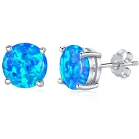 Silvego Silver earrings withue synthetic opal JJJEB302004