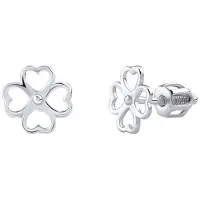 Silvego Playful silver four-leaf clover earrings for good luck SILVEGOB31853SBD