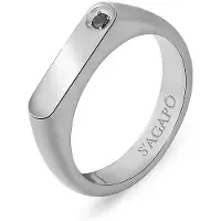 S`Agapõ S'Agapo Men's Steel Ring With Black Zircon Tag Me Too Stg33