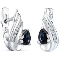 Silvego Silver earrings with synthetic sapphire Valeria QRE04S