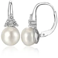 Beneto Luxury silver earrings with real freshwater pearl AGUC2251P - Diameter: 0.6 cm (L)