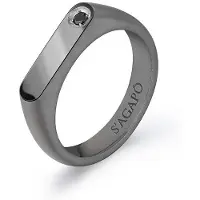S`Agapõ S'Agapo Men's Steel Ring With Black Zircon Tag Me Too Stg34
