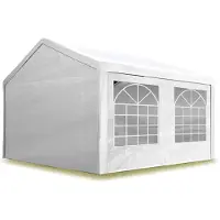 TOOLPORT Partyzelt Pavillon 3x4 m in weiß PE Plane 350 N Wasserdicht UV Schutz Festzelt Gartenzelt