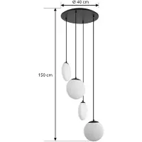 LUCANDE Hängeleuchte Lunelle, schwarz, Glas, 4-flg., Ø 40 cm