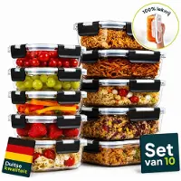 Uandu home Frischhaltedose aus Glas, 0,37 / 1,04 Liter, transparent, luftdicht, Set, 10-teilig