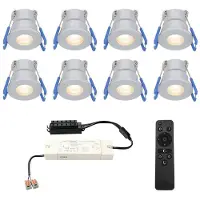 HOFTRONIC™ Milano Mini LED Einbaustrahler 3W 200lm 2700K IP65 Dimmbar Grau 8er Set