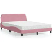 vidaXL Bett mit Matratze "Dover" Rosa 140x190 cm Samt