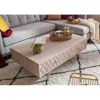MASSIVMOEBEL24.DE MASSIVMOEBEL24 Couchtisch Akazie 120x70x40 weiß lackiert MOSAYK #203