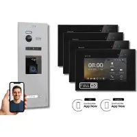 Balter HD WIFI Video Türsprechanlage mit Fingerprint & RFID EVO für 1-Familienhaus mit 4x Monitor Schwarz