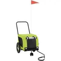 vidaXL Fahrradanhänger Hunde Grün und Schwarz Oxford-Gewebe & Eisen
