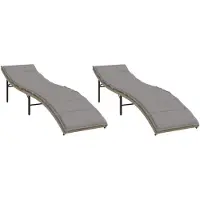 vidaXL Sonnenliegen 2 Stk. mit Auflagen Beige Poly Rattan