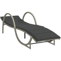 vidaXL Sonnenliegen 2 Stk. mit Auflagen Hellgrau Poly Rattan