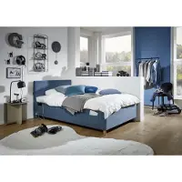Meise Kinderbett Cool 120x200 cm | Bettkasten & Lattenrost | Cordstoff Ocean | Holzfuß eichefarbig