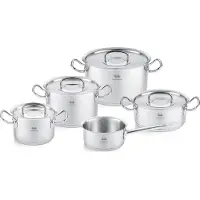 Fissler Topf-Set "Original-Profi Collection Retro" Set, 3 Kochtöpfe,1 Bratentopf, 1 Stielkasserolle, 4 Metalldeckel, 9 Stk. tlg. Edelstahl 18/10