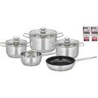 ELO Stahlwaren ELO Basic ELO Therm Topfset Edelstahl Volumenskala Induktion silberfarben 5-teilig