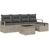 vidaXL Sofa Set 6 stk. 5-Sitzanzahl Hellgrau Poly-Rattan