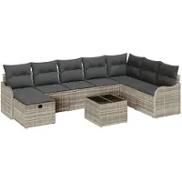 vidaXL Gartensofa-set 9 stk. Hellgrau Poly-Rattan