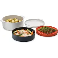 Joseph Joseph Mikrowellenbehälter "M-Cuisine" 2-Liter Kochtopf, Dampfgarer, Grillpfanne und Deckel