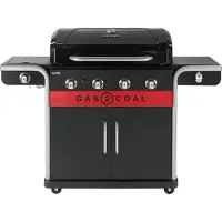 Char-Broil Gasgrill Gas2Coal 440 Hybridgrill 155 x 62,9 x 116,8 cm 4 Brenner + Seitenbrenner schwarz inkl. Ablage, Deckelthermometer, Fettauffangschale, Grillrost, Warmhalterost
