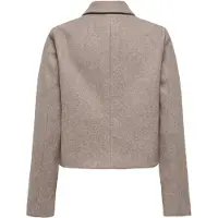 ONLY Kurzjacke "ONLVELA ZIP SHORT JACKET OTW", Damen, Gr. L, grau (taupe gray detail:melange), Web, Obermaterial: 92% Polyester, 8% Viskose, meliert, hüftlang, Jacken Kurzjacke
