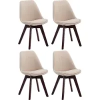 CLP 4er Set Besucherstühle Borneo V2 Stoff mit Polsterung creme Gestell Farbe walnuss