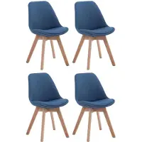 CLP 4er Set Besucherstühle Borneo V2 Stoff mit Polsterung blau Gestell Farbe natur