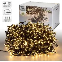 ECD-Germany LED Büschel Lichterkette 22m mit 3000 LEDs Warmweiß, Strombetrieb, IP44 Wasserdicht, Innen/Außen, Weihnachtsbeleuchtung Weihnachtsbaum Cluster Lichterkette Büschellichterkette Büschelkette