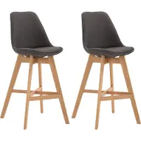 DELUKE 2er Set Barhocker DUMIR - Stoff Dunkelgrau 48x56x112 cm | Barstuhl Mit Lehne Tresenhocker Tresenstuhl Kneipenhocker Kneipenstuhl