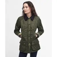 Barbour für Damen. LQU0471 Beadnell Polarquilt Jacke in Olivgrün (S), Lässig, Polyamid
