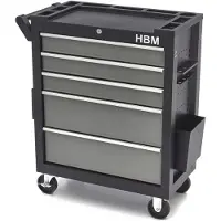 HBM Premium Werkzeugwagen mit 5 Schubladen, 80 cm, schwarz