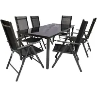 VCM 7 tlg. Alu Glas Tisch Gartenset Sitzgruppe 189SW