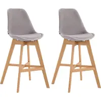 DELUKE 2er Set Barhocker DUMIR - Samt Grau 48x56x112 cm | Barstuhl Mit Lehne Tresenhocker Tresenstuhl Kneipenhocker Kneipenstuhl