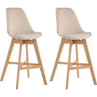 DELUKE 2er Set Barhocker DUMIR - Samt Creme 48x56x112 cm | Barstuhl Mit Lehne Tresenhocker Tresenstuhl Kneipenhocker Kneipenstuhl