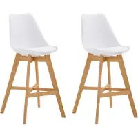 DELUKE 2er Set Barhocker DUMIR - Kunststoff Weiß 48x56x112 cm | Barstuhl Mit Lehne Tresenhocker Tresenstuhl Kneipenhocker Kneipenstuhl